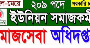 সমাজকর্মী পদে নিয়োগ বিজ্ঞপ্তি