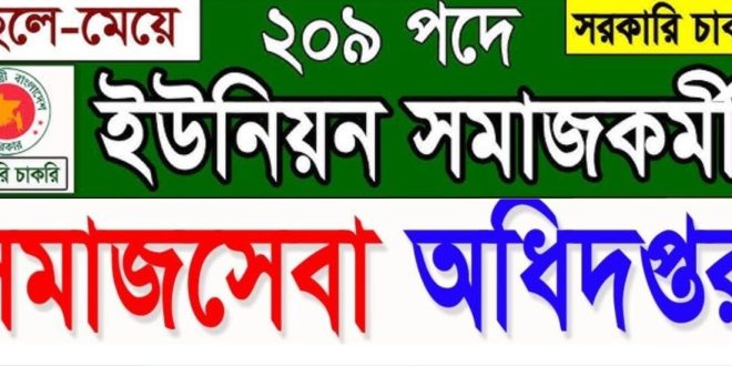 সমাজকর্মী পদে নিয়োগ বিজ্ঞপ্তি