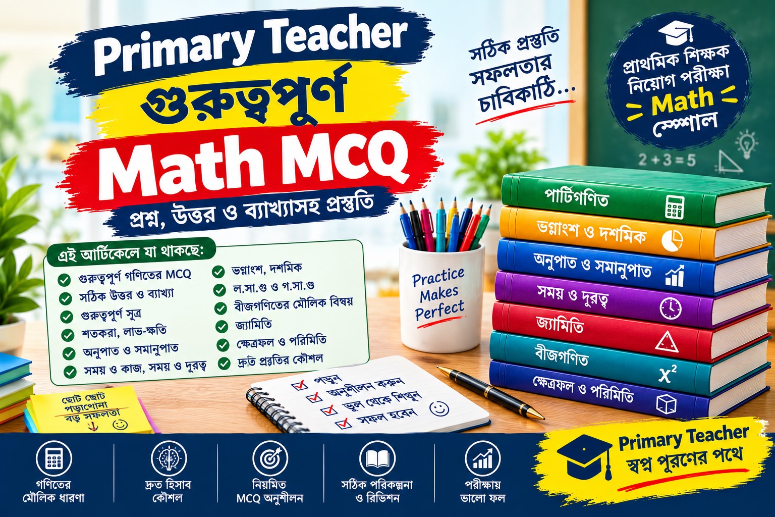 Primary Teacher গুরুত্বপূর্ণ Math MCQ